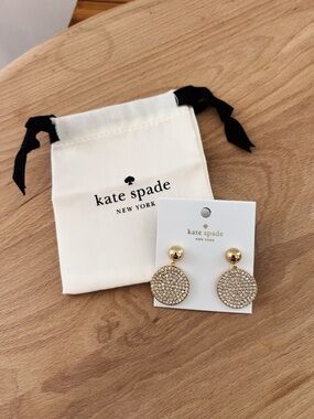 kate spade Gold Pavé Circle Drop Earrings